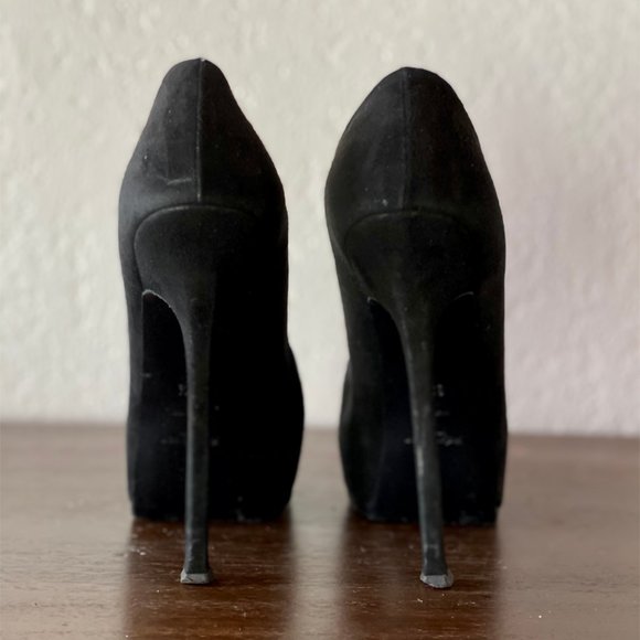 Saint Laurent YSL Black Suede Tribtoo Platforms - Picture 2 of 3